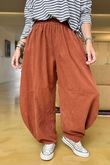 Made in Italy Cooper Needlecord Classic Barrel Leg Pant Auburn